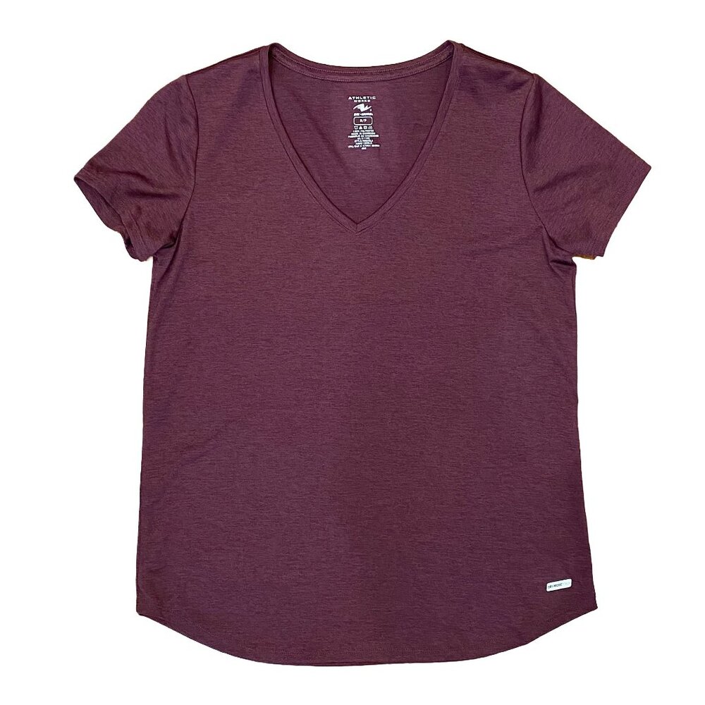 Workout Yoga Gym Burgundy Moisture Wicking Short Sleeve Shirt